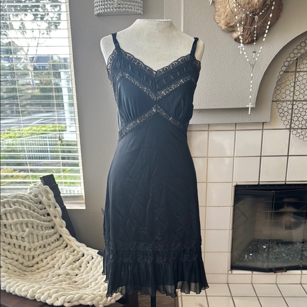Vintage sears and roebuck charmode black slip dress tagged size 32
